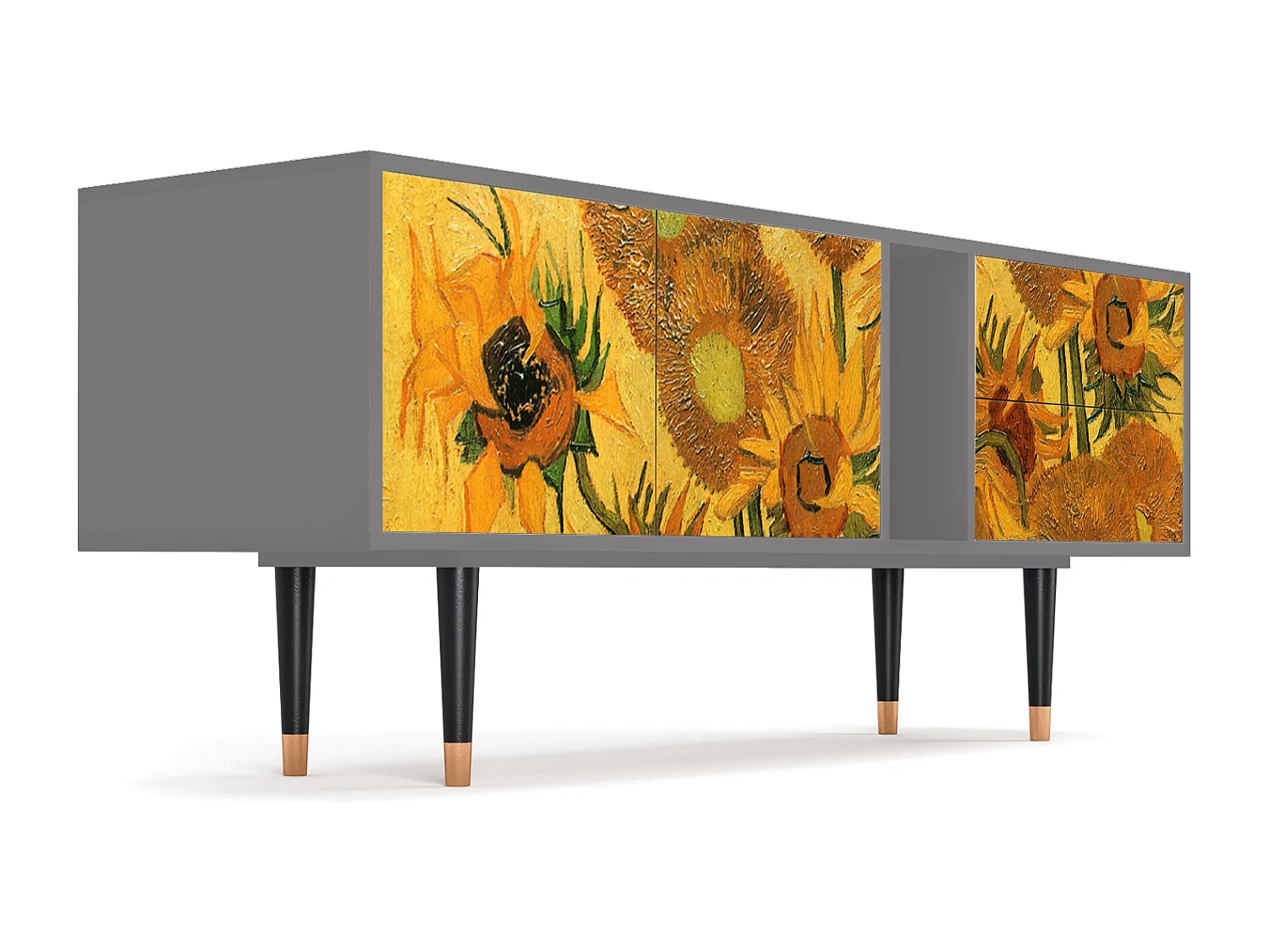 Mueble de TV - 170х69х48 cm - T1 - Sunflowers, Gris