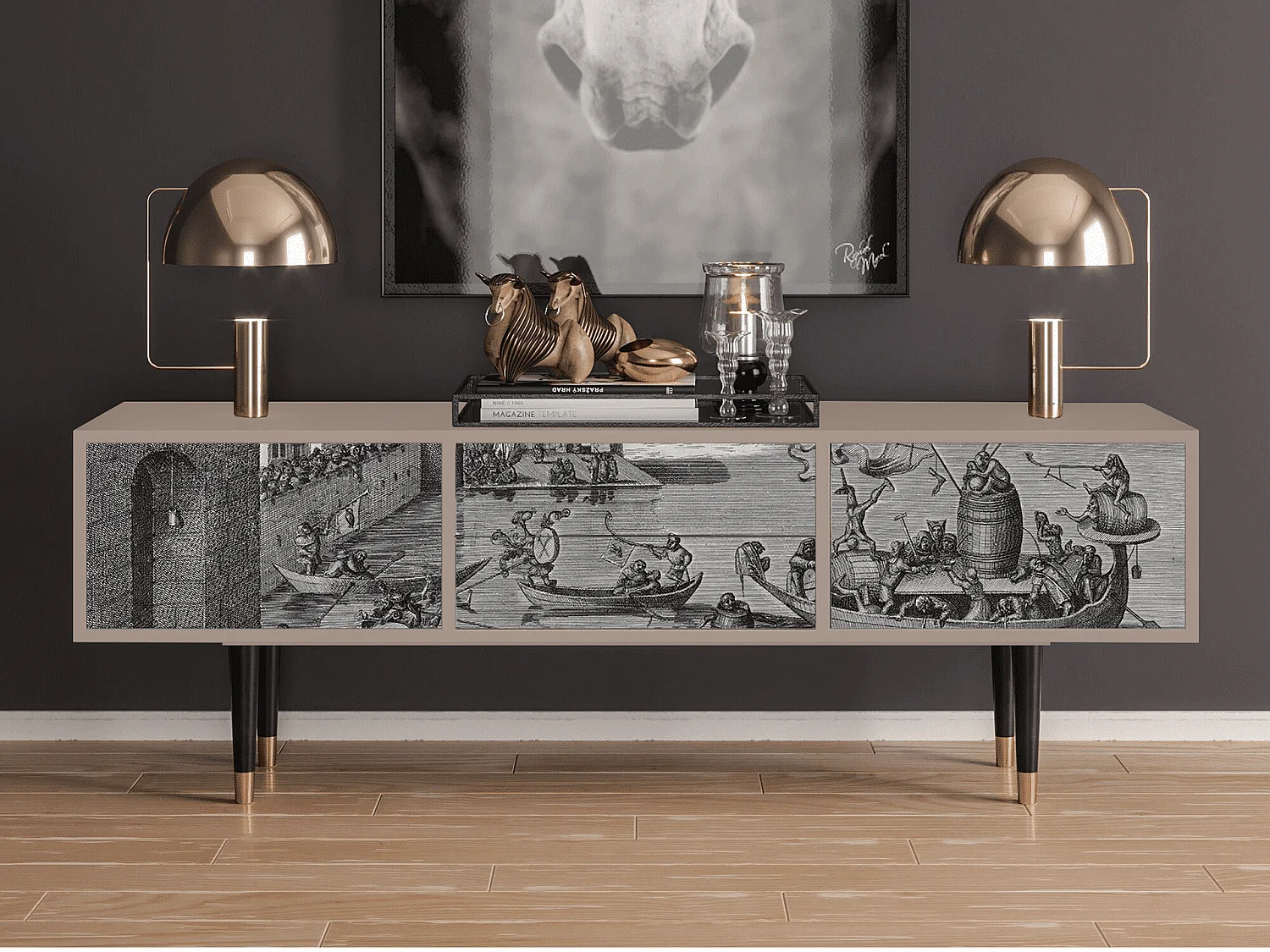 Mobile TV - 170х59х48 cm - T4 - Saint Martin, Latte