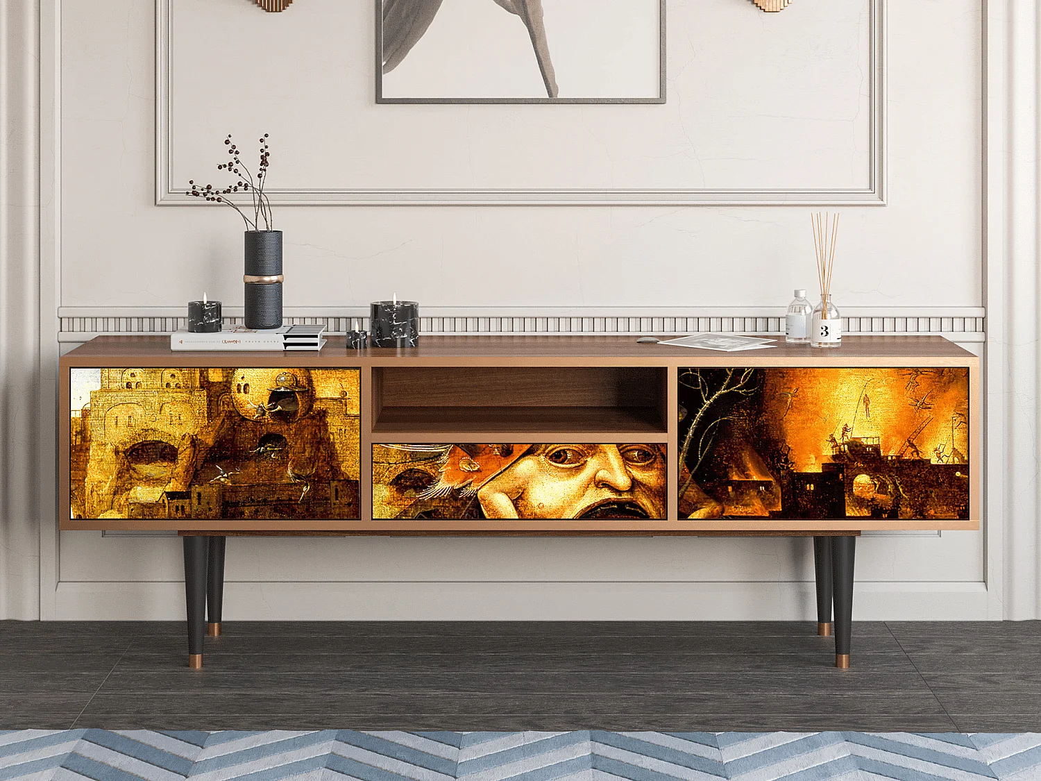 TV-Möbel - 170х59х41 cm - T6 - Christ in Limbo, Walnuss