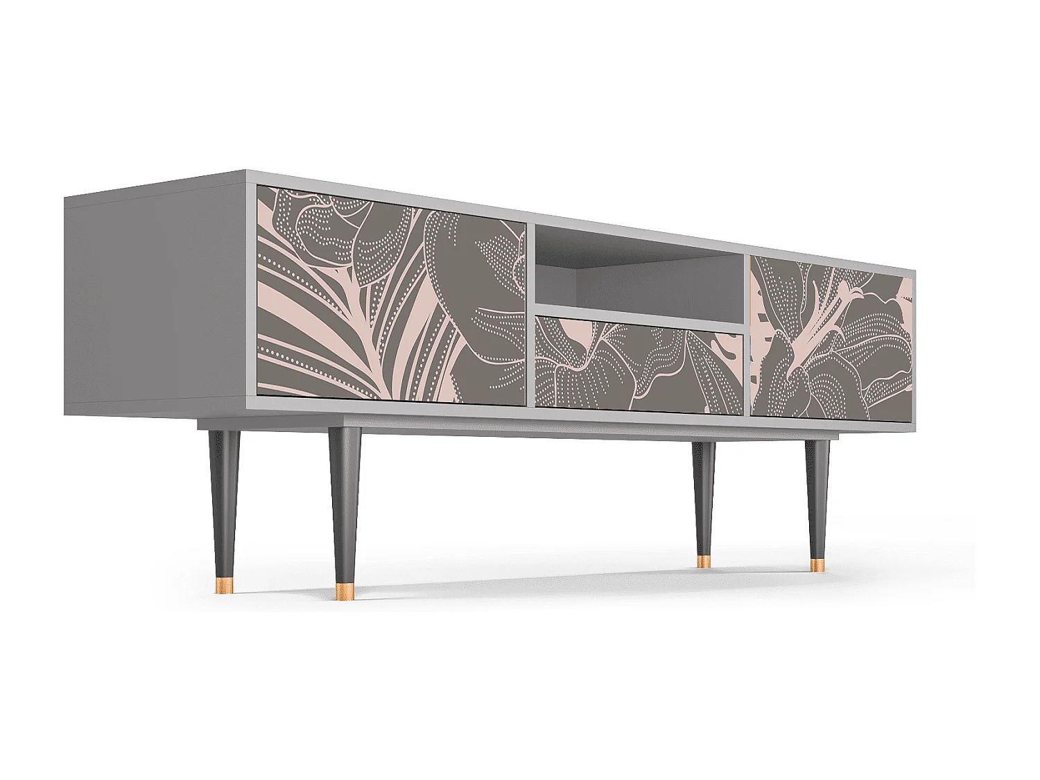 TV-Möbel - 170х59х41 cm - T6 - Issabelline Flower, Grau