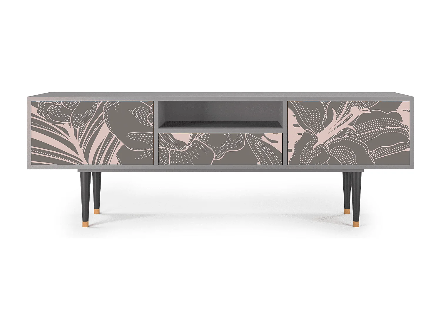 Meuble TV - 170х59х41 cm - T6 - Issabelline Flower, Gris