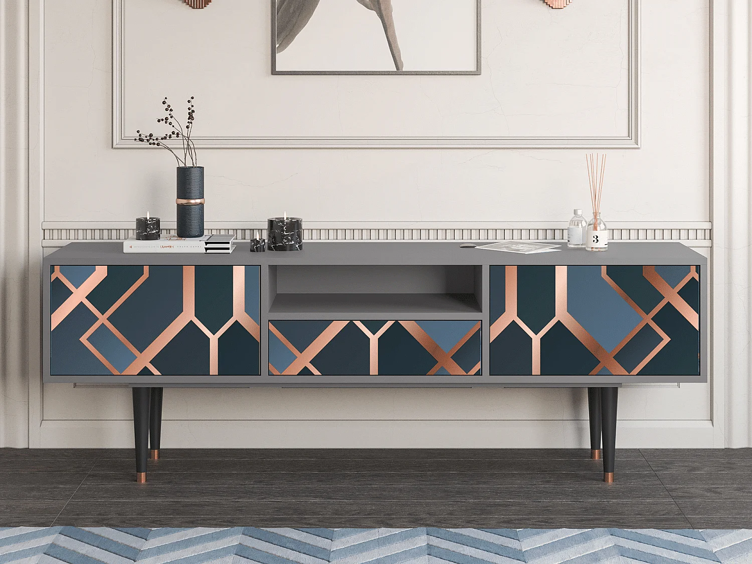 TV-Möbel - 170х59х41 cm - T6 - Ashy 1920', Grau