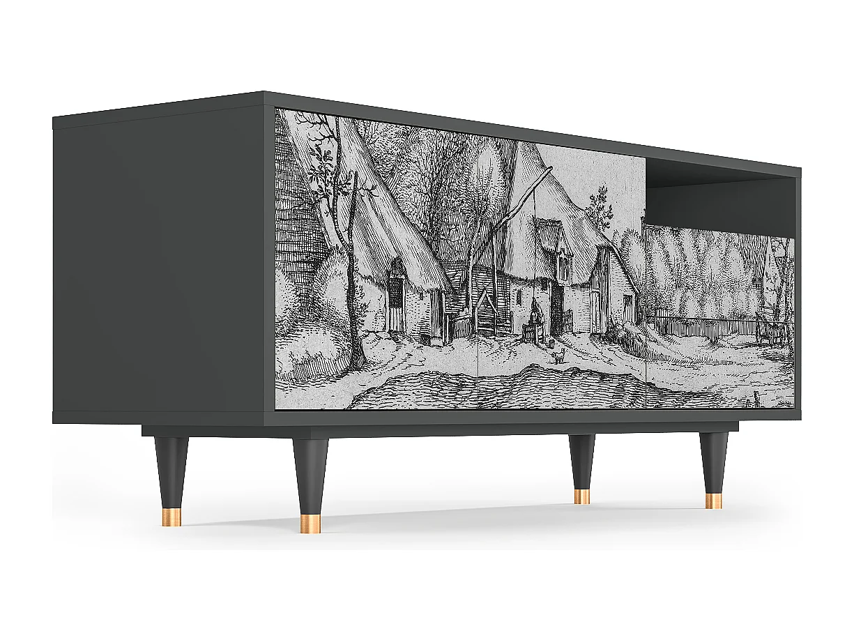 Mueble de TV - 125х56х41 cm - T7 - Farms in a Village, Antracite