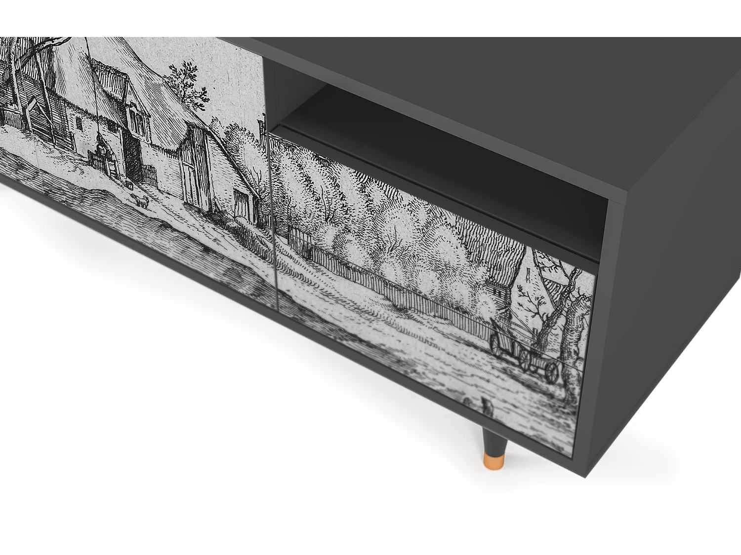 Mueble de TV - 125х56х41 cm - T7 - Farms in a Village, Antracite