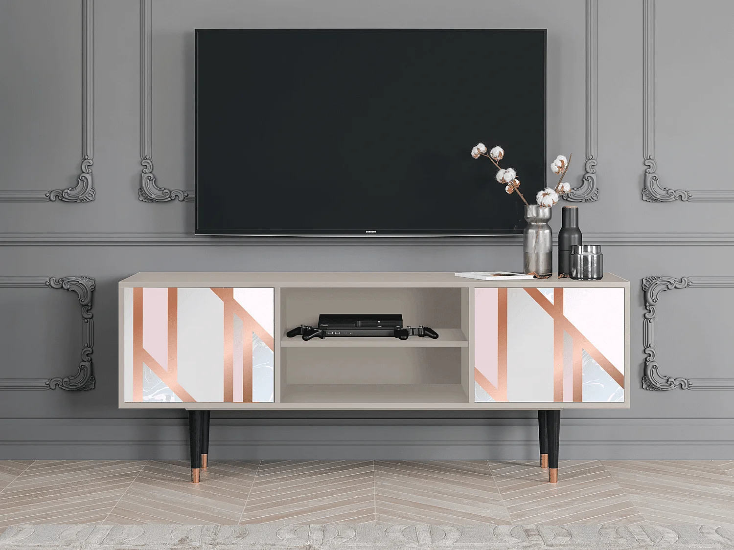 Meuble TV - 170х69х48 cm - T2 - Champagne Story, Sable