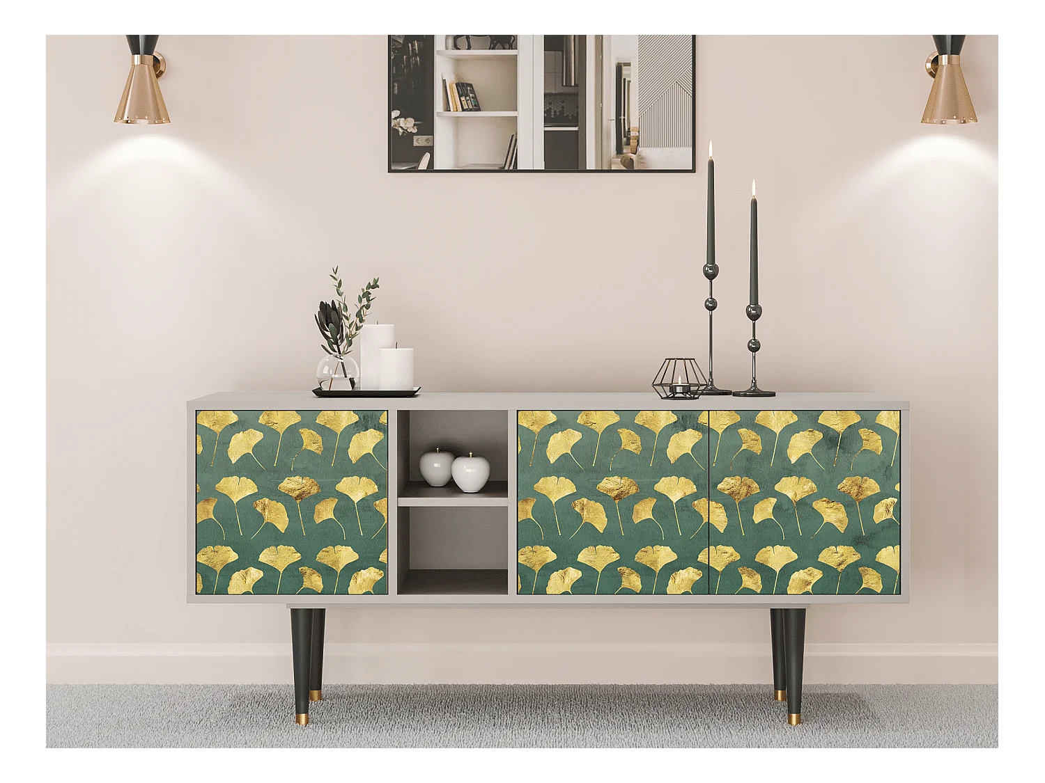 TV-Möbel - 150х69х41 cm - T5 - Gingko leaves, Sand