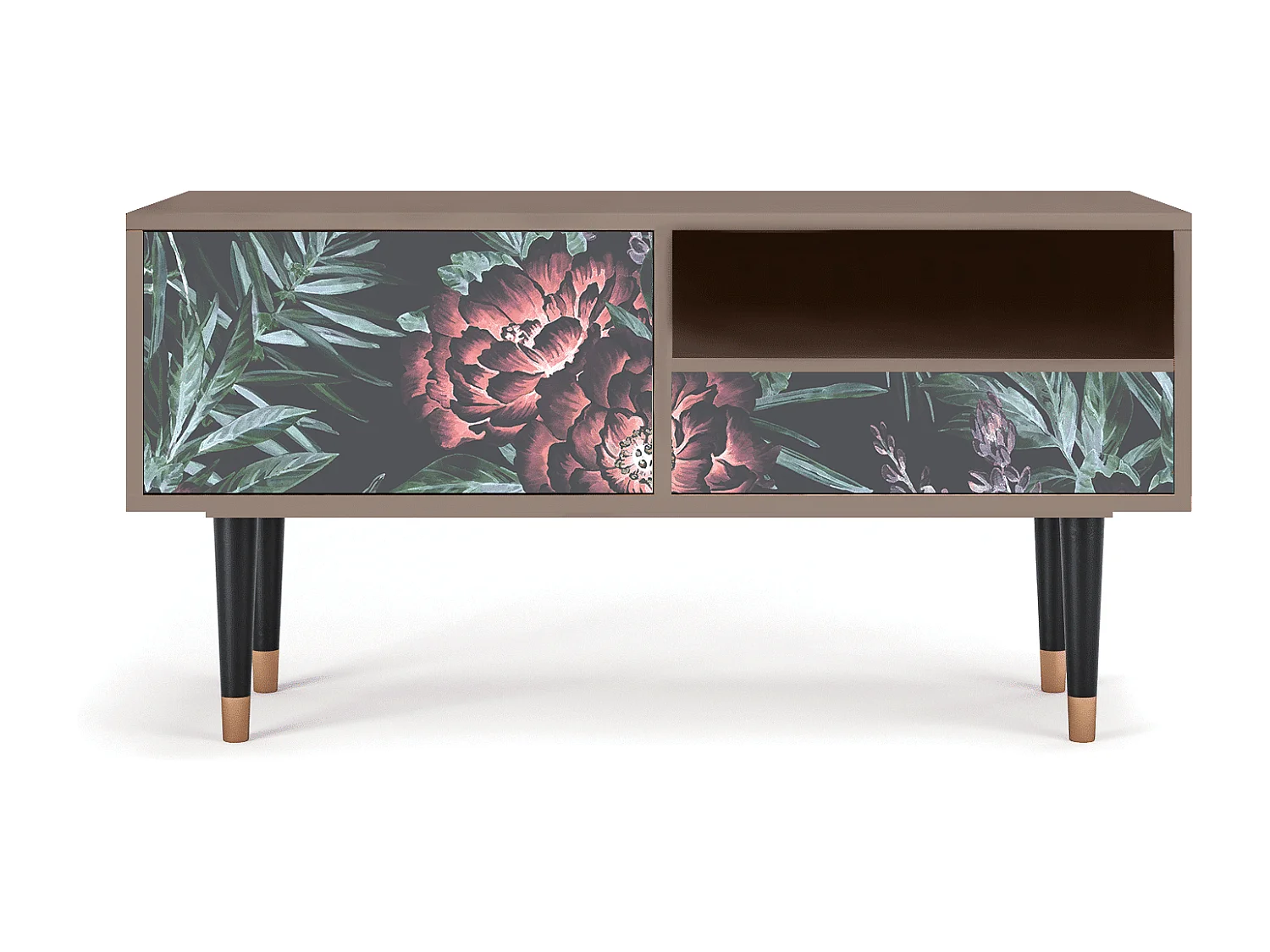 Mobile TV - 115х59х48 cm - T3 - Dark Peonies, Latte