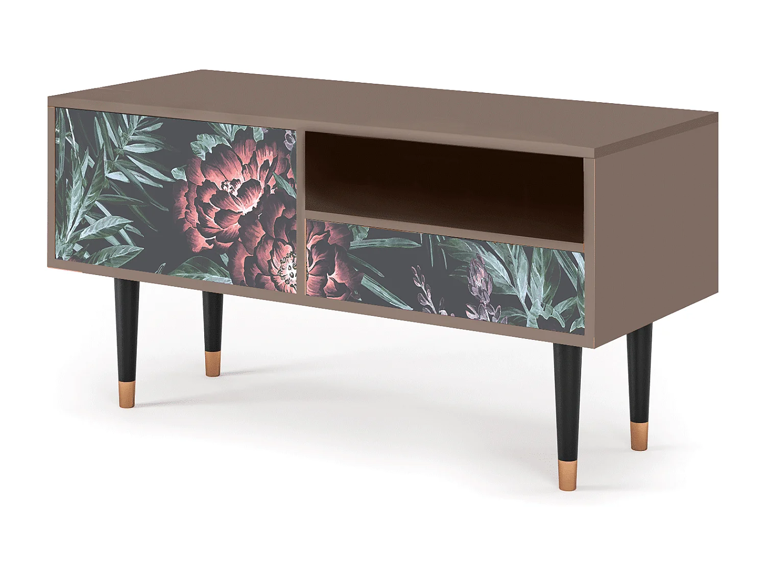 Mobile TV - 115х59х48 cm - T3 - Dark Peonies, Latte