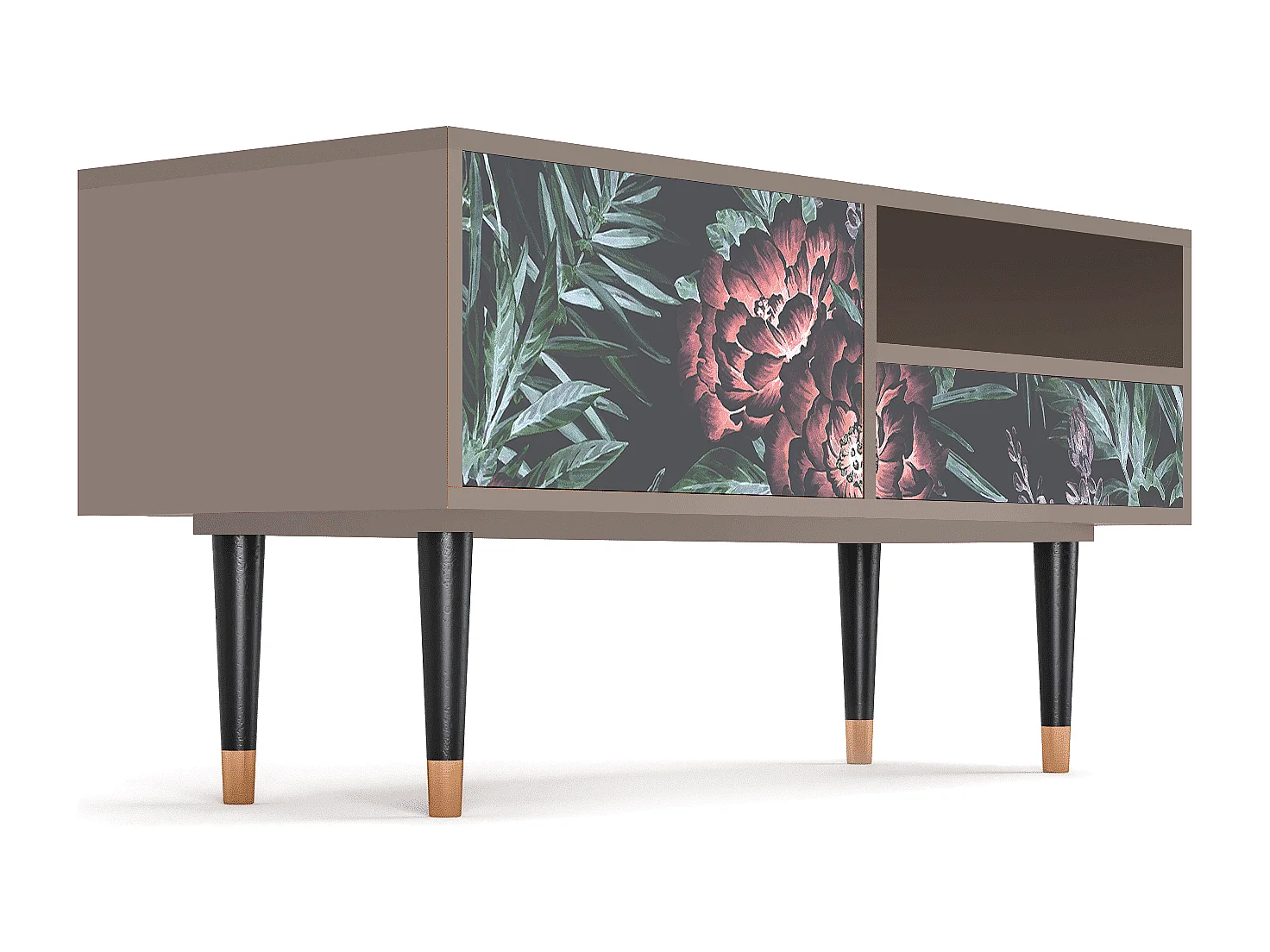 Mobile TV - 115х59х48 cm - T3 - Dark Peonies, Latte