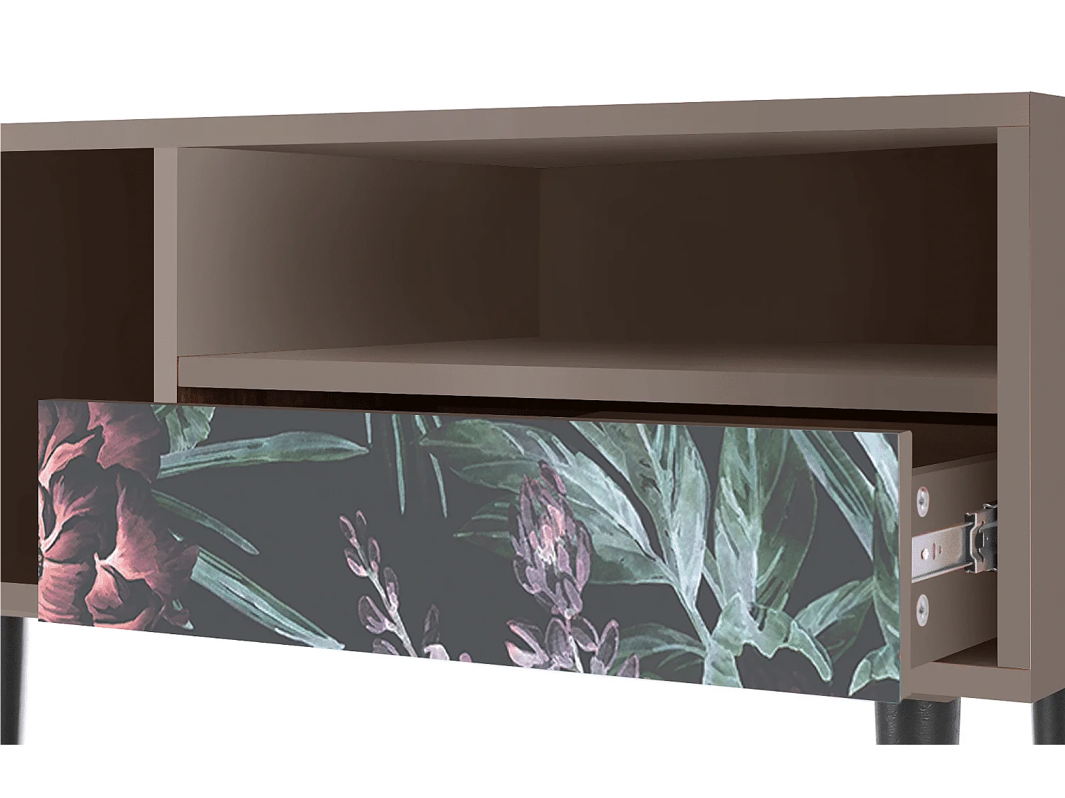 Mobile TV - 115х59х48 cm - T3 - Dark Peonies, Latte