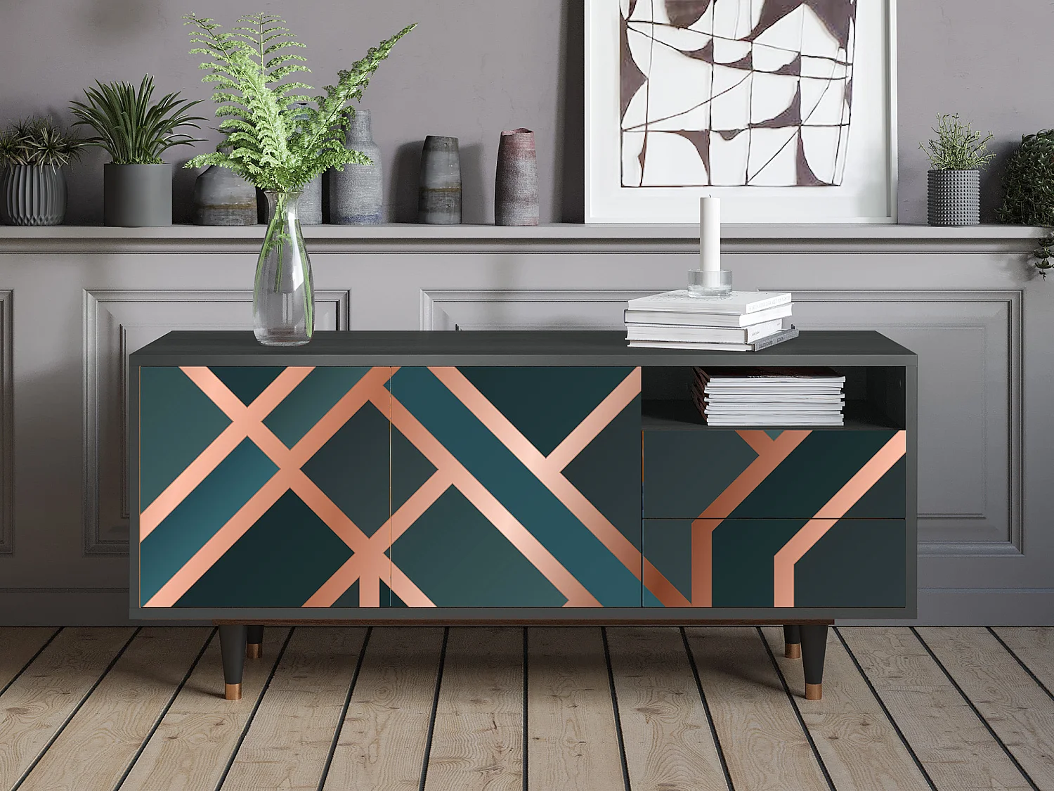 Meuble TV - 125х56х41 cm - T7 - Bronze Crossroad, Anthracite