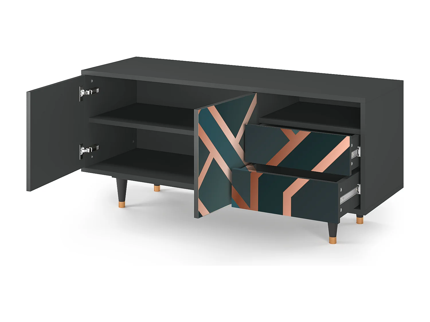 Szafka RTV - 125х56х41 cm - T7 - Bronze Crossroad, Antracyt