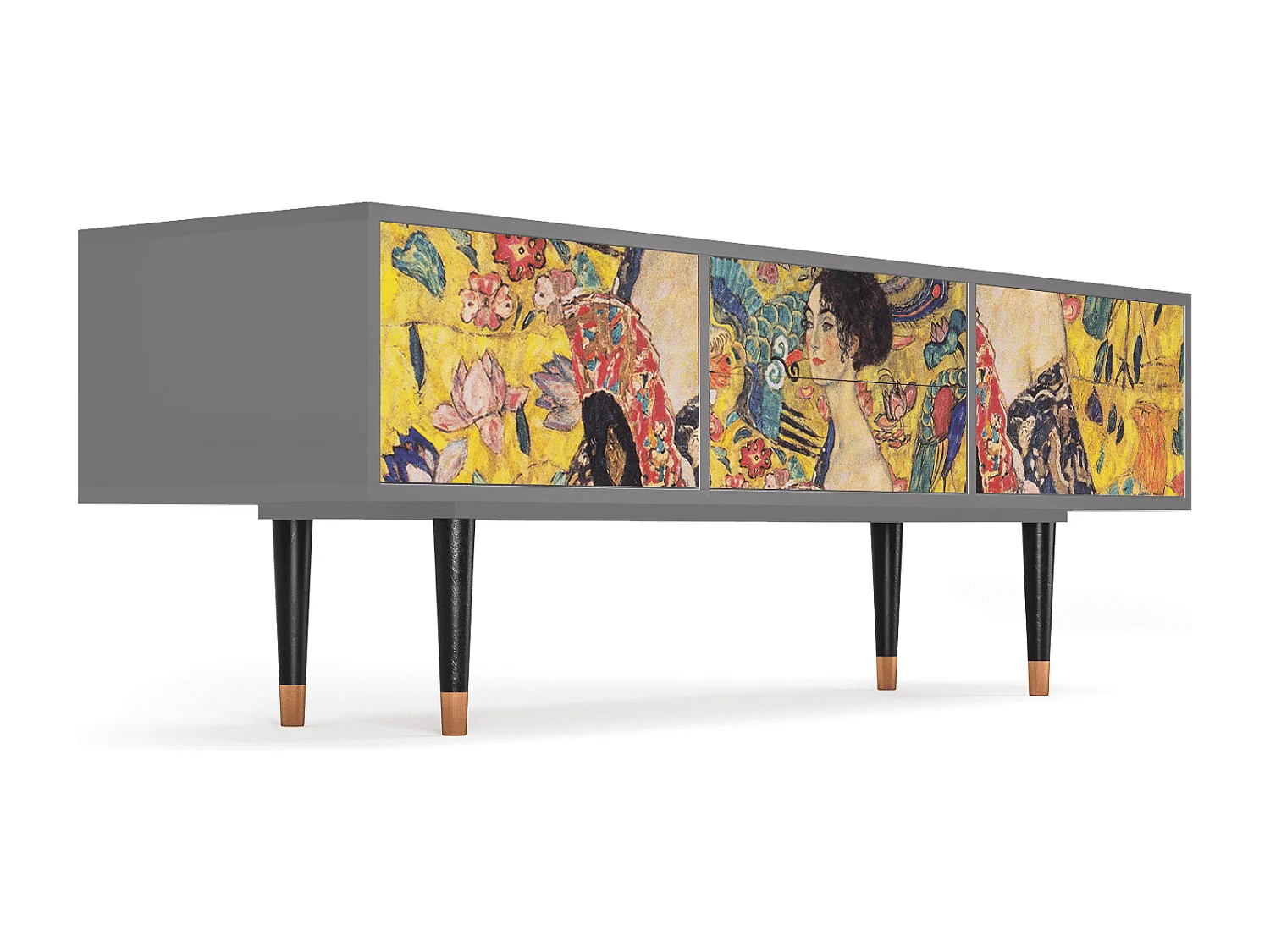 Mueble de TV - 170х59х48 cm - T4 - Lady with Fan by Klimt, Gris