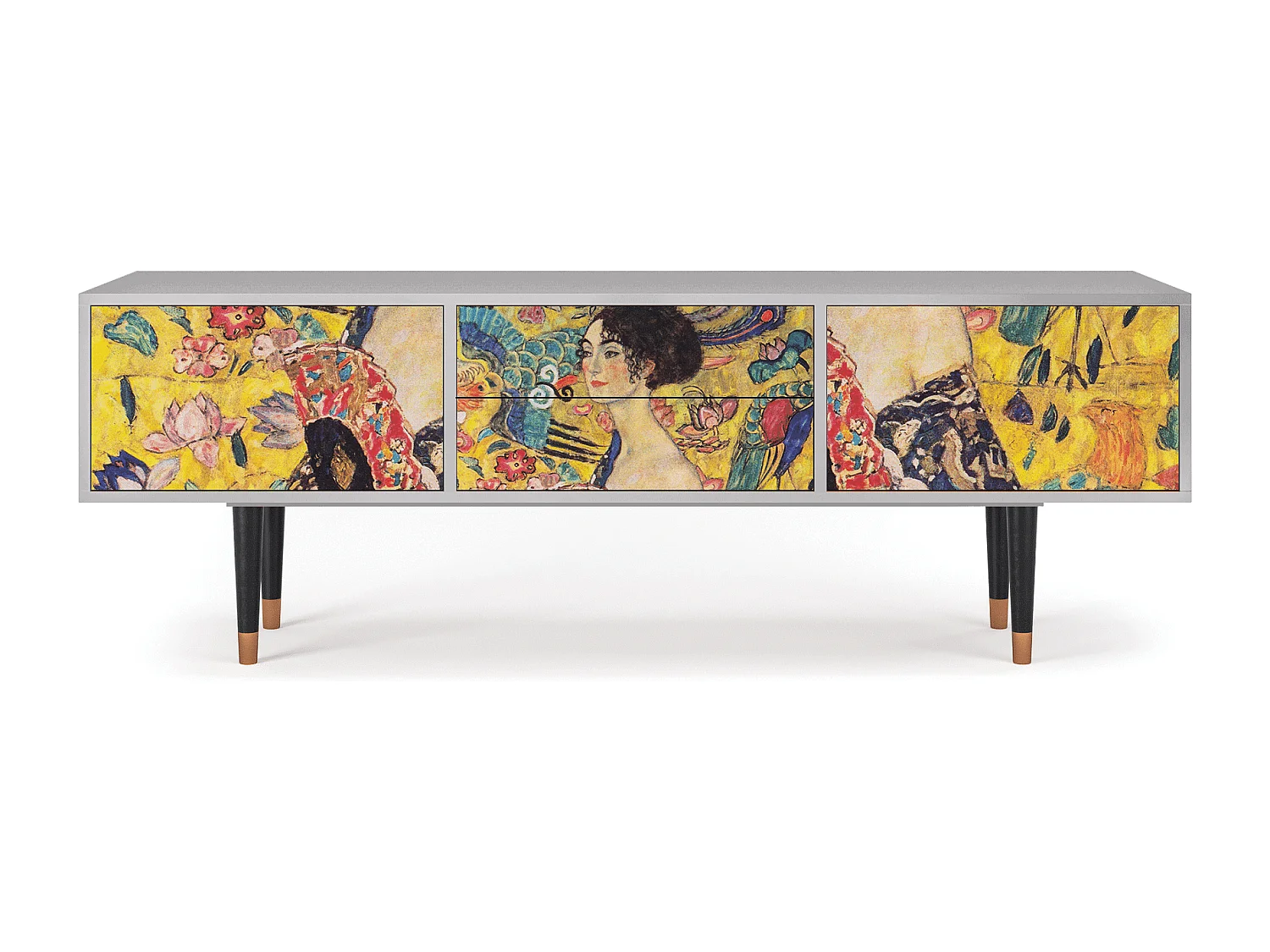 Mobile TV - 170х59х48 cm - T4 - Lady with Fan by Klimt, Grigio