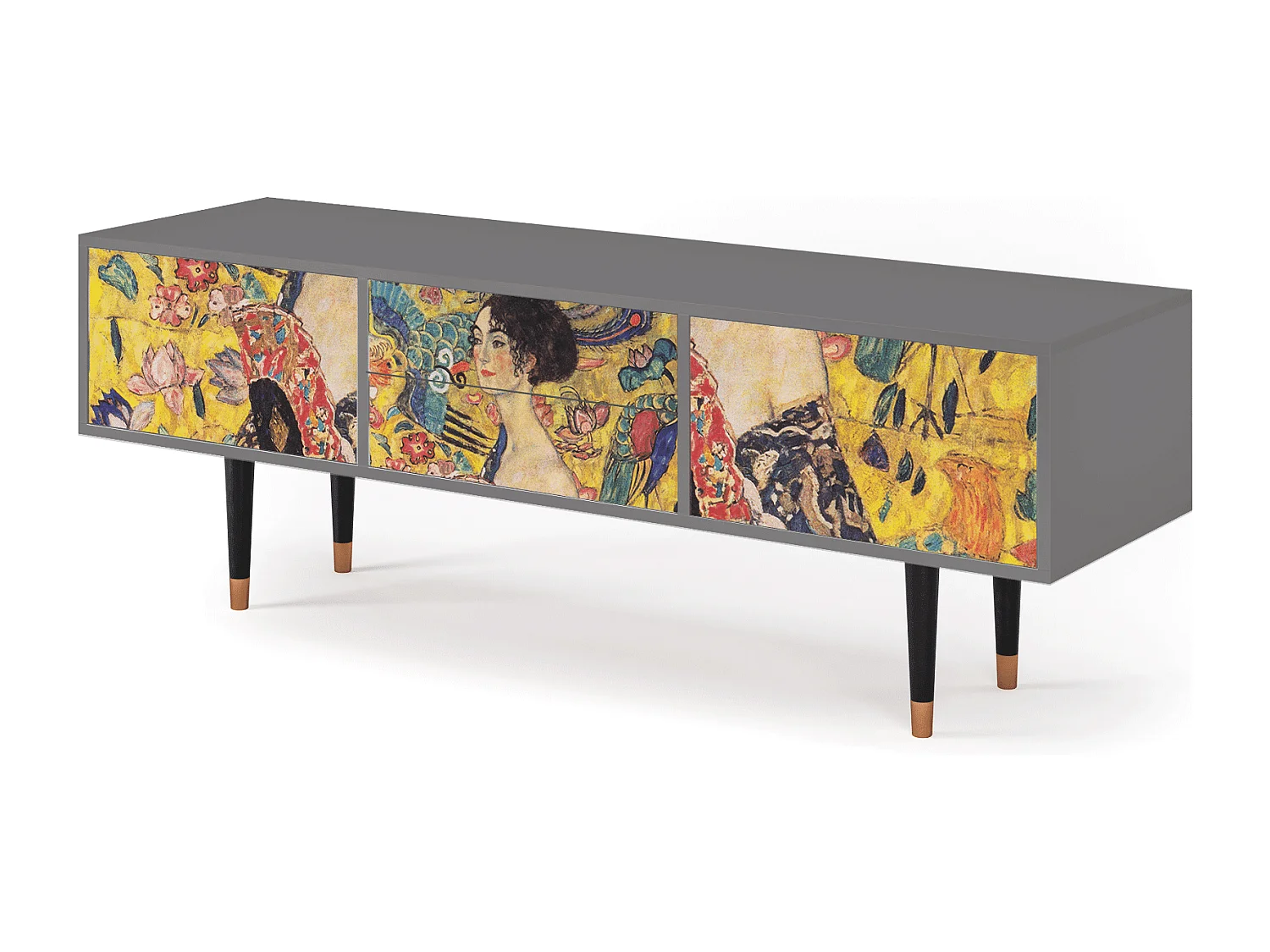 Mobile TV - 170х59х48 cm - T4 - Lady with Fan by Klimt, Grigio