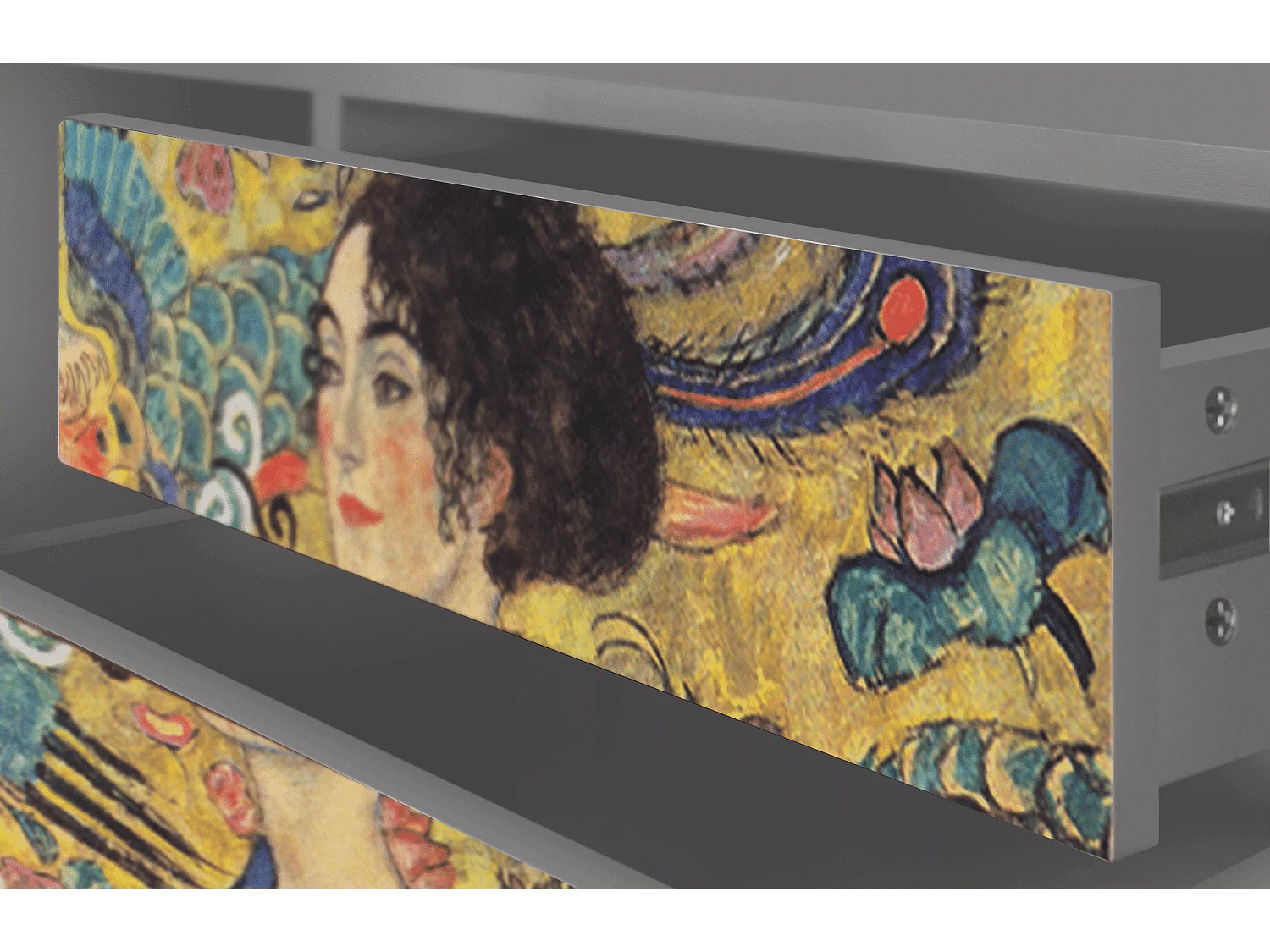 Mobile TV - 170х59х48 cm - T4 - Lady with Fan by Klimt, Grigio