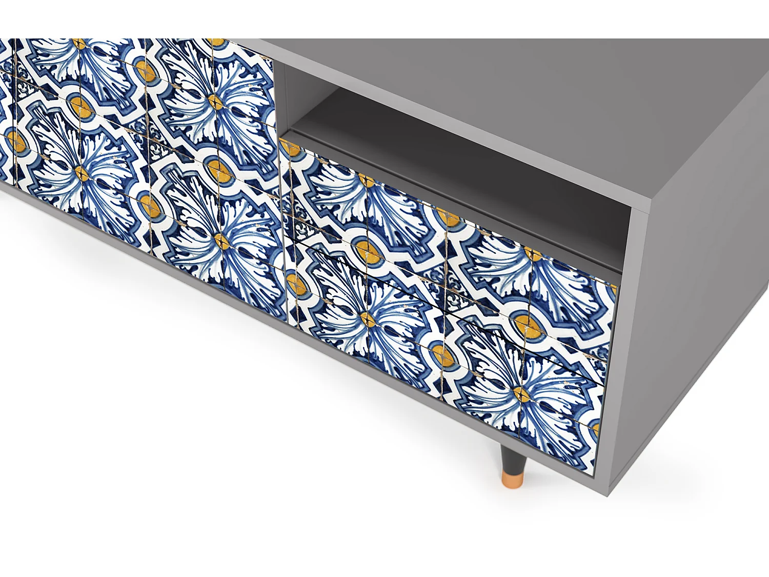 Mobile TV - 125х56х41 cm - T7 - Lovely Cornflowers, Grigio