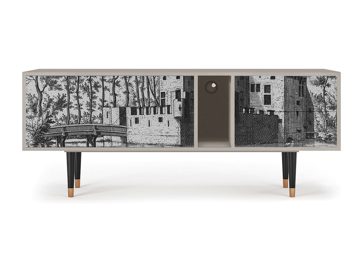 Szafka RTV - 170х69х48 cm - T1 - Castle with Bridge, Piaskowy