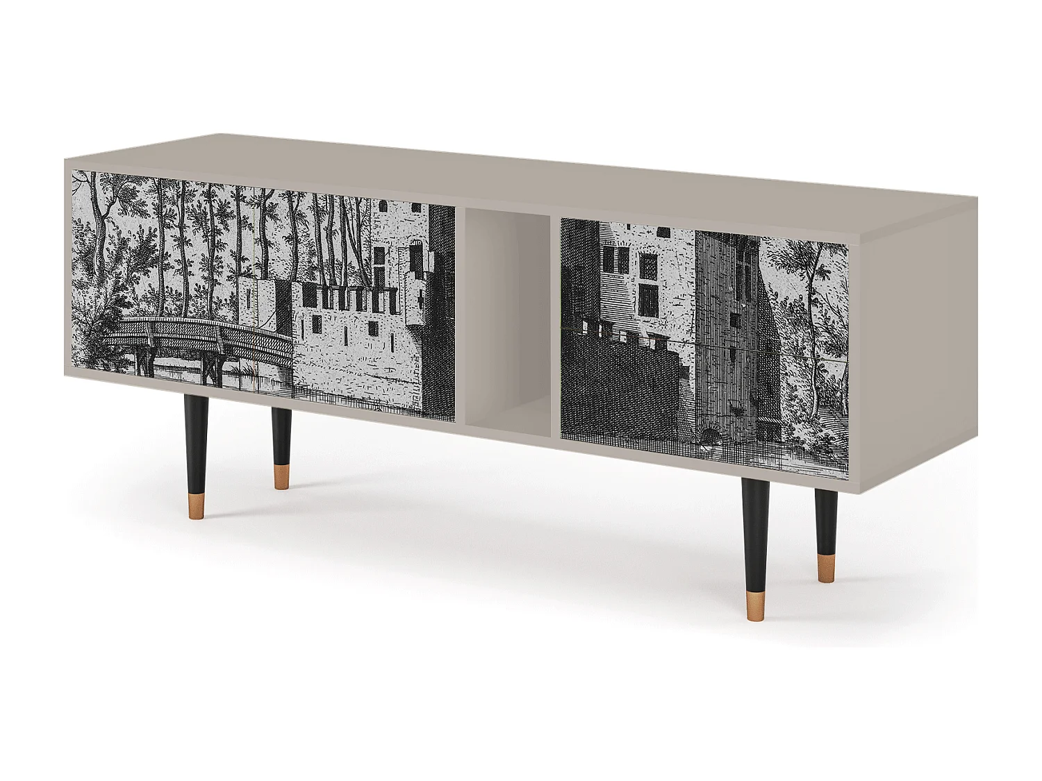 Szafka RTV - 170х69х48 cm - T1 - Castle with Bridge, Piaskowy