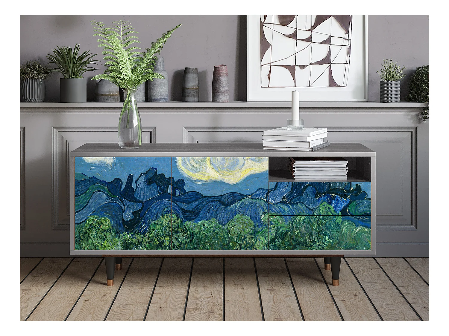 TV-Möbel - 125х56х41 cm - T7 - The Oil Trees, Grau