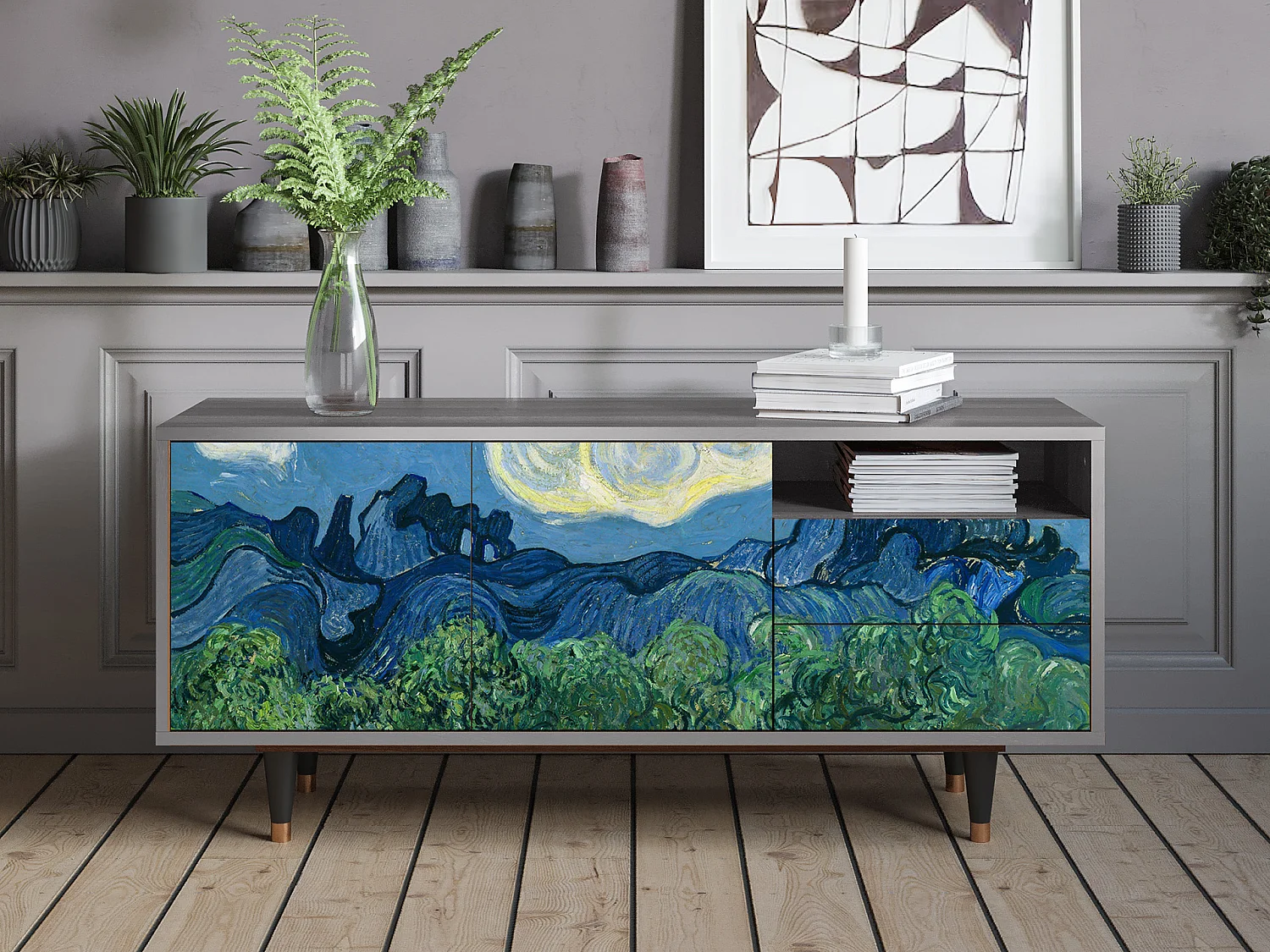 Mueble de TV - 125х56х41 cm - T7 - The Oil Trees, Gris