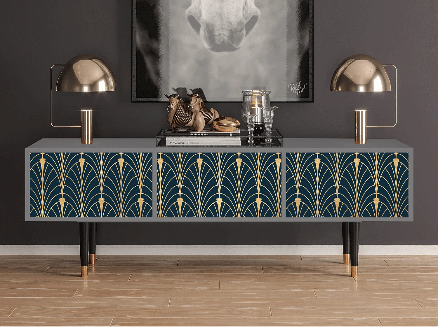 Meuble TV - 170х59х48 cm - T4 - Flower of the Nile, Gris