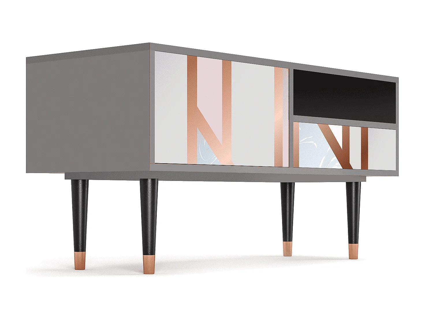 Mueble de TV - 115х59х48 cm - T3 - Champagne Story, Cinza