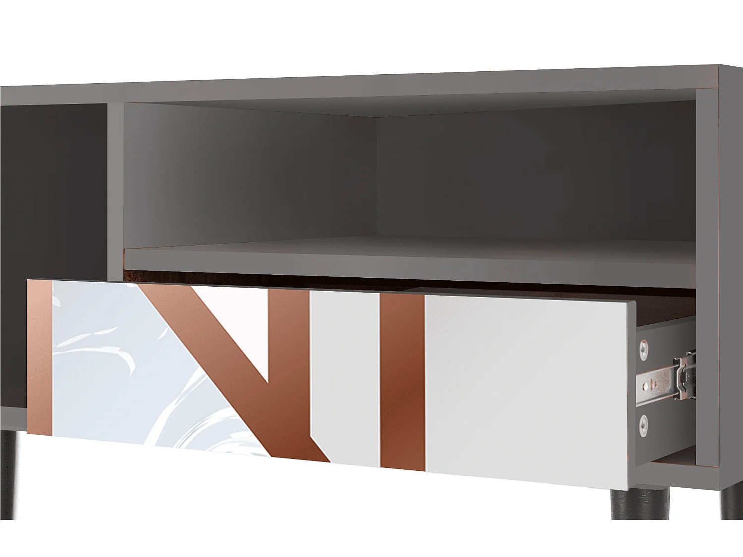 Mueble de TV - 115х59х48 cm - T3 - Champagne Story, Cinza