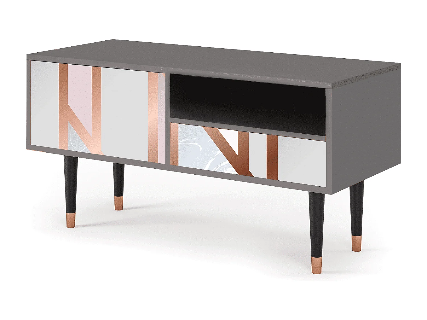 Mueble de TV - 115х59х48 cm - T3 - Champagne Story, Gris