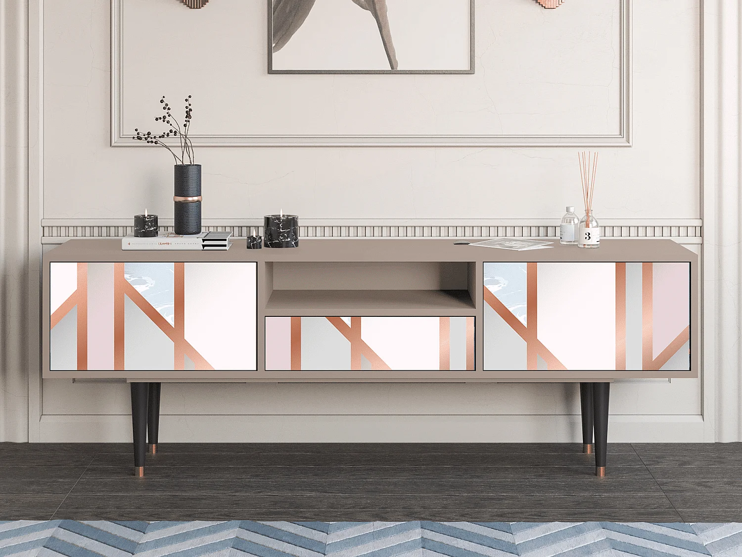 Meuble TV - 170х59х41 cm - T6 - Champagne Story, Latte