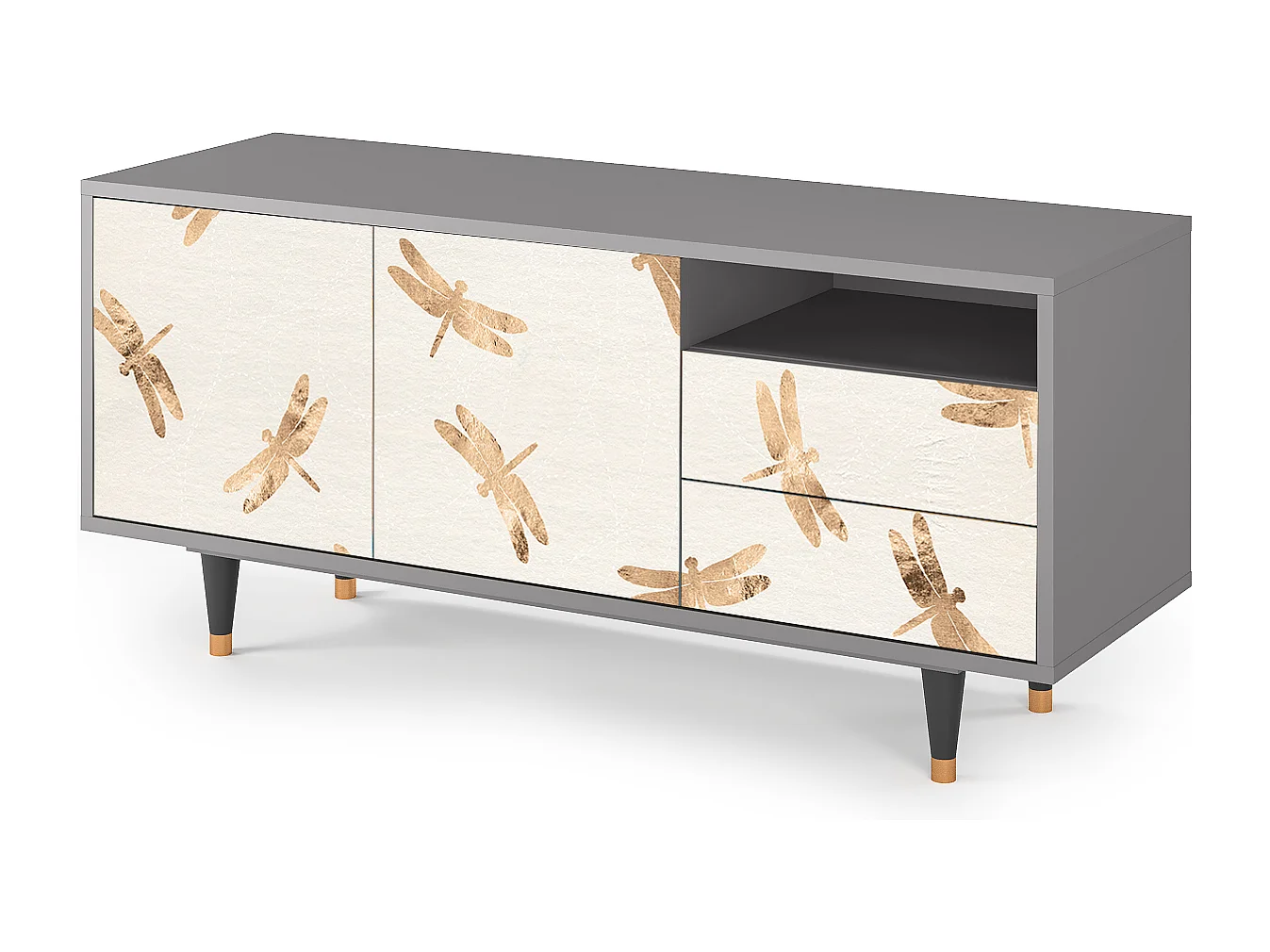 TV-Möbel - 125х56х41 cm - T7 - Nude Dragonflies, Grau