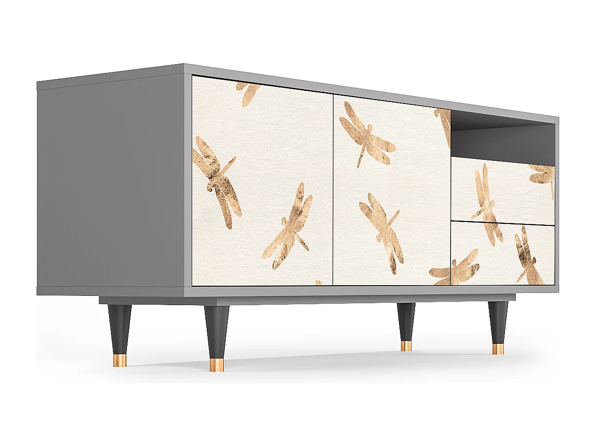 TV-Möbel - 125х56х41 cm - T7 - Nude Dragonflies, Grau
