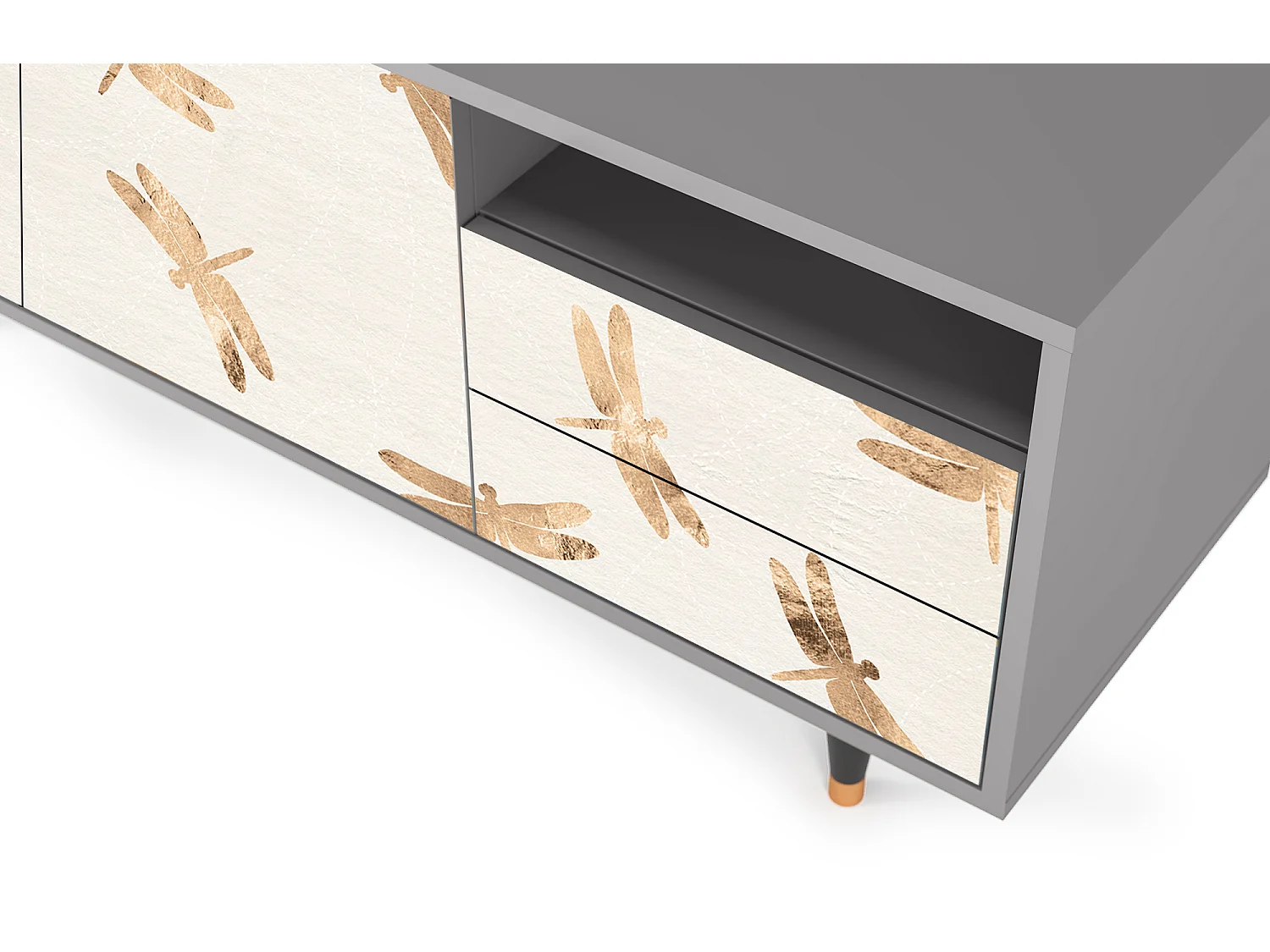 TV-meubel - 125х56х41 cm - T7 - Nude Dragonflies, Grijs