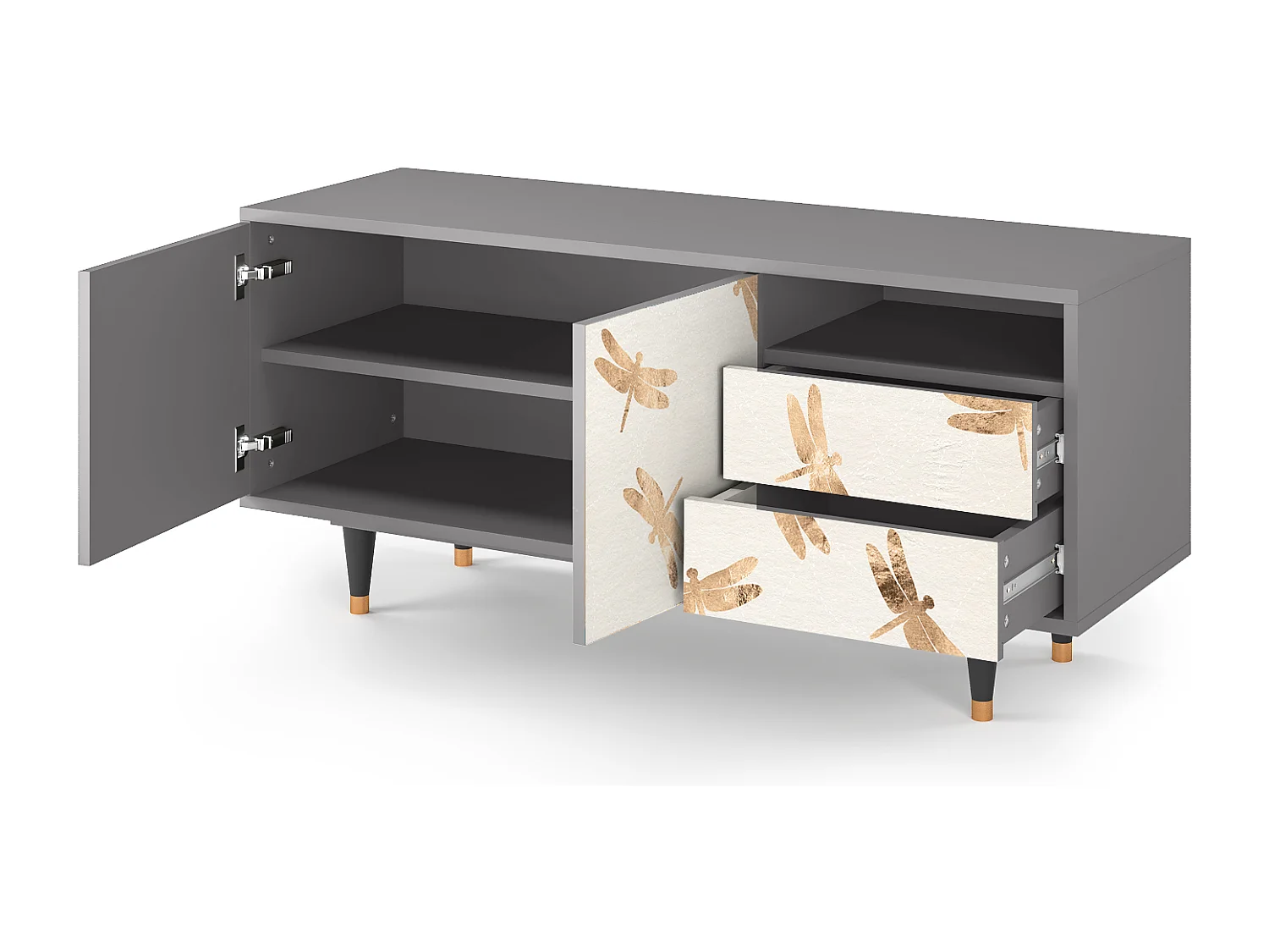 TV-meubel - 125х56х41 cm - T7 - Nude Dragonflies, Grijs