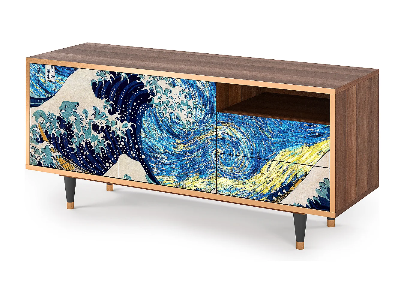 Meuble TV - 125х56х41 cm - T7 - Great Wave, Noyer