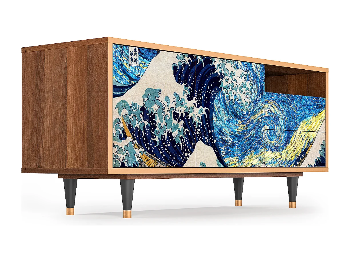 Meuble TV - 125х56х41 cm - T7 - Great Wave, Noyer