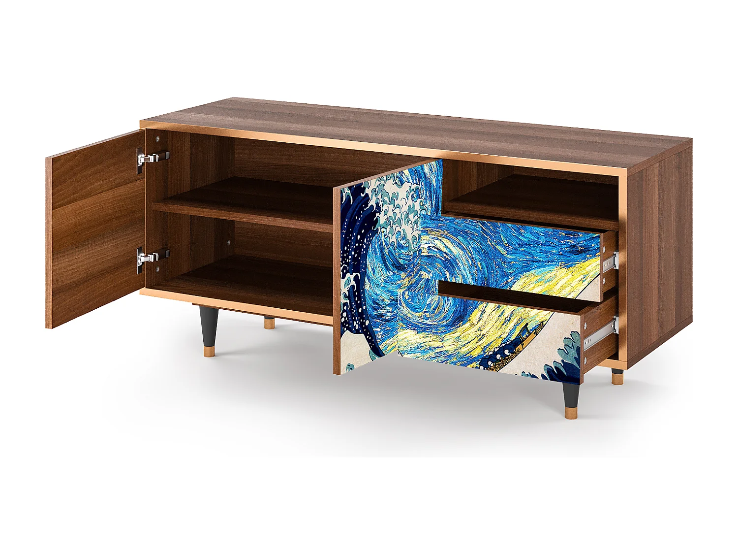 Meuble TV - 125х56х41 cm - T7 - Great Wave, Noyer