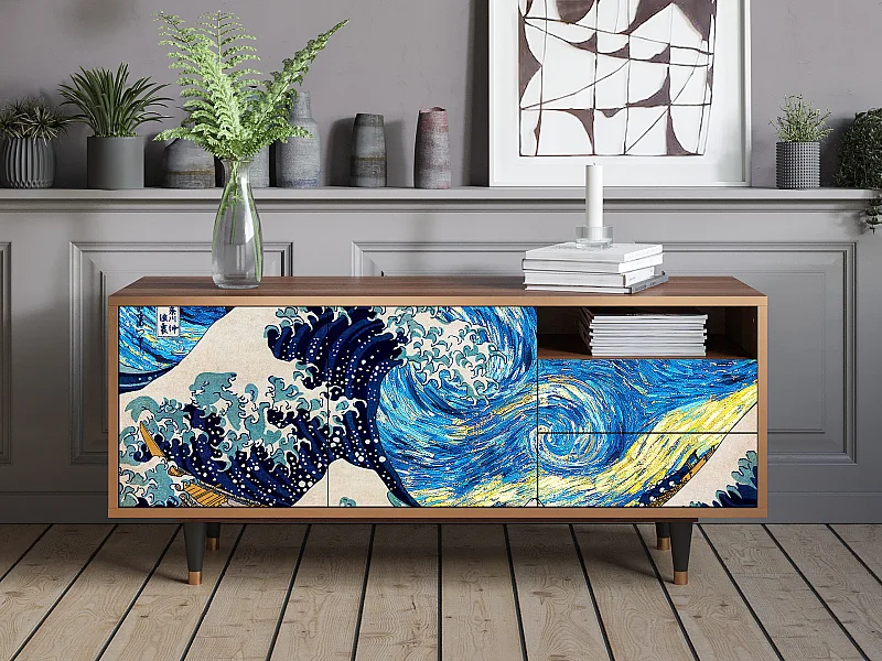 Meuble TV - 125х56х41 cm - T7 - Great Wave, Noyer