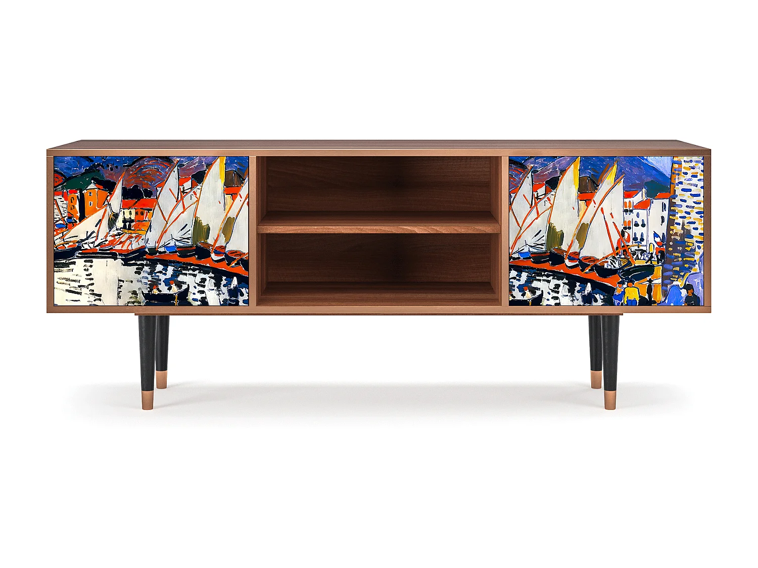 Szafka RTV - 170х69х48 cm - T2 - Le Séchage des voiles , Orzech