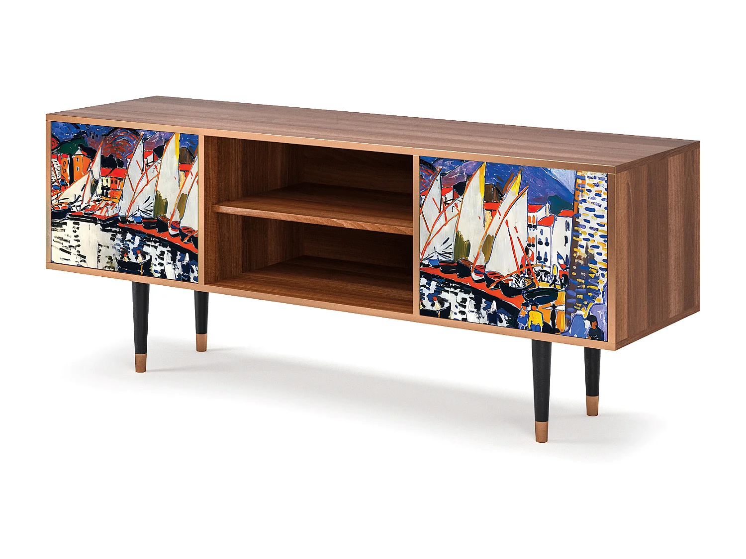 Szafka RTV - 170х69х48 cm - T2 - Le Séchage des voiles , Orzech