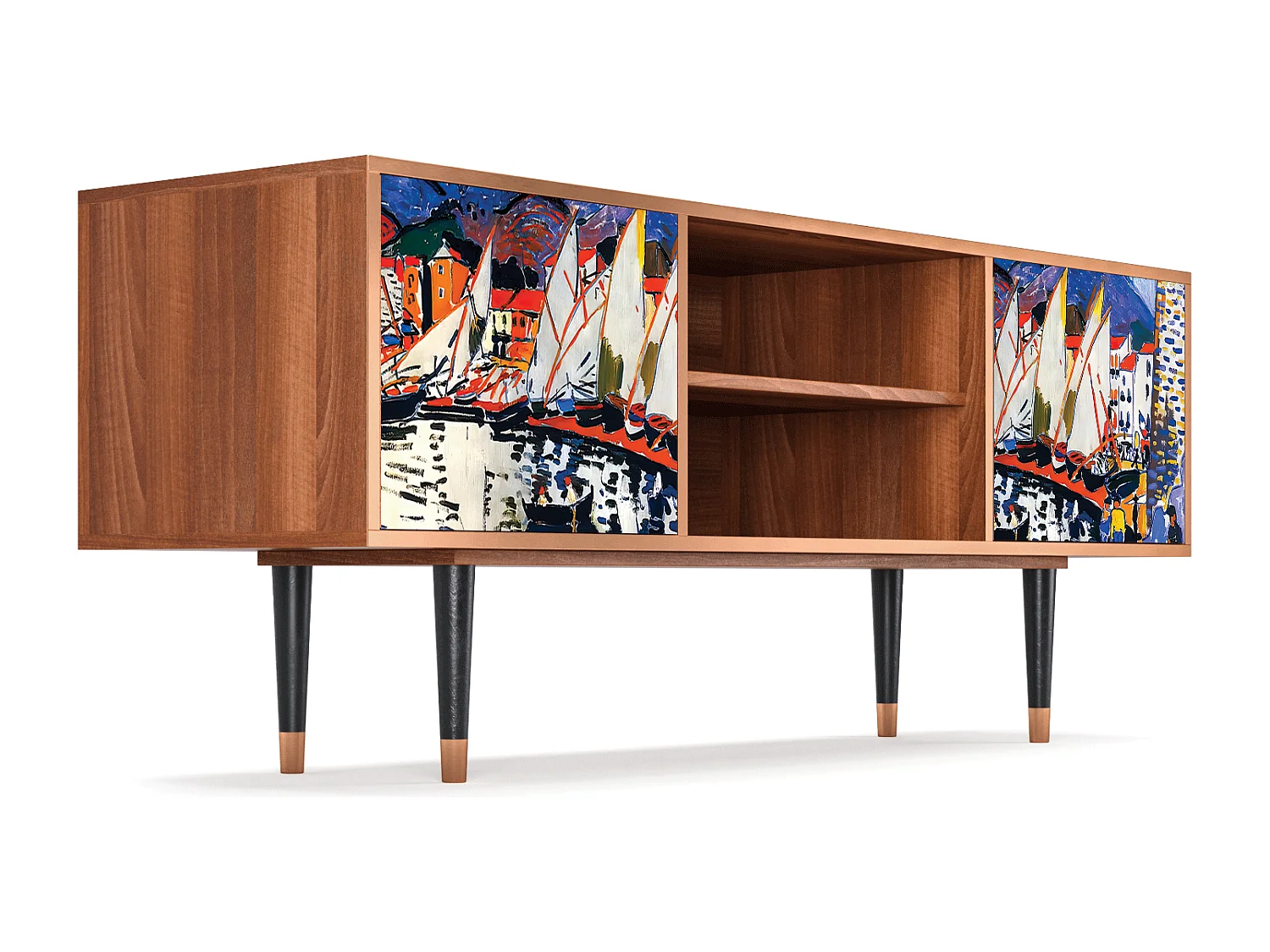 Szafka RTV - 170х69х48 cm - T2 - Le Séchage des voiles , Orzech