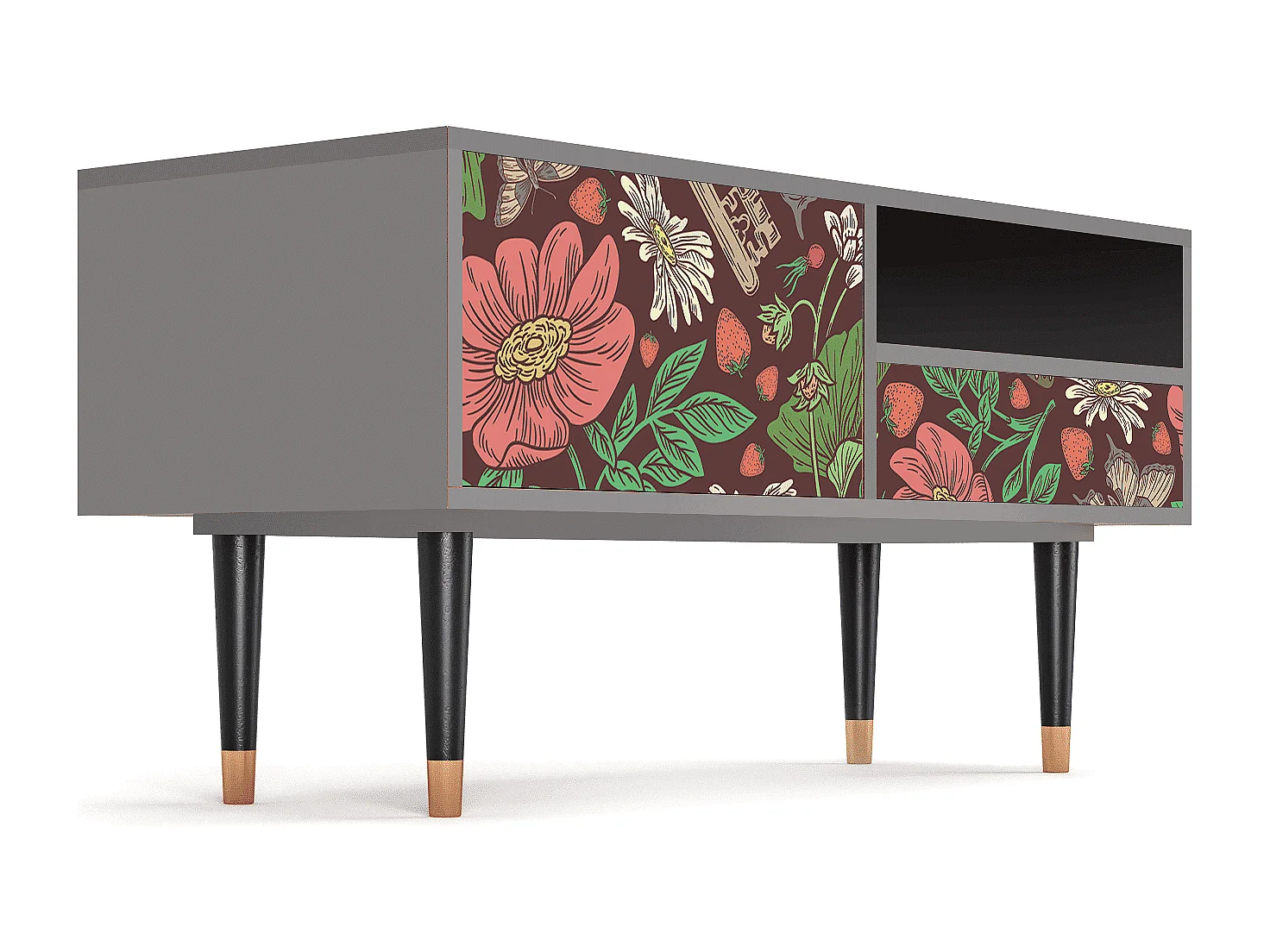 Szafka RTV - 115х59х48 cm - T3 - Alice in Wonderland, Szary