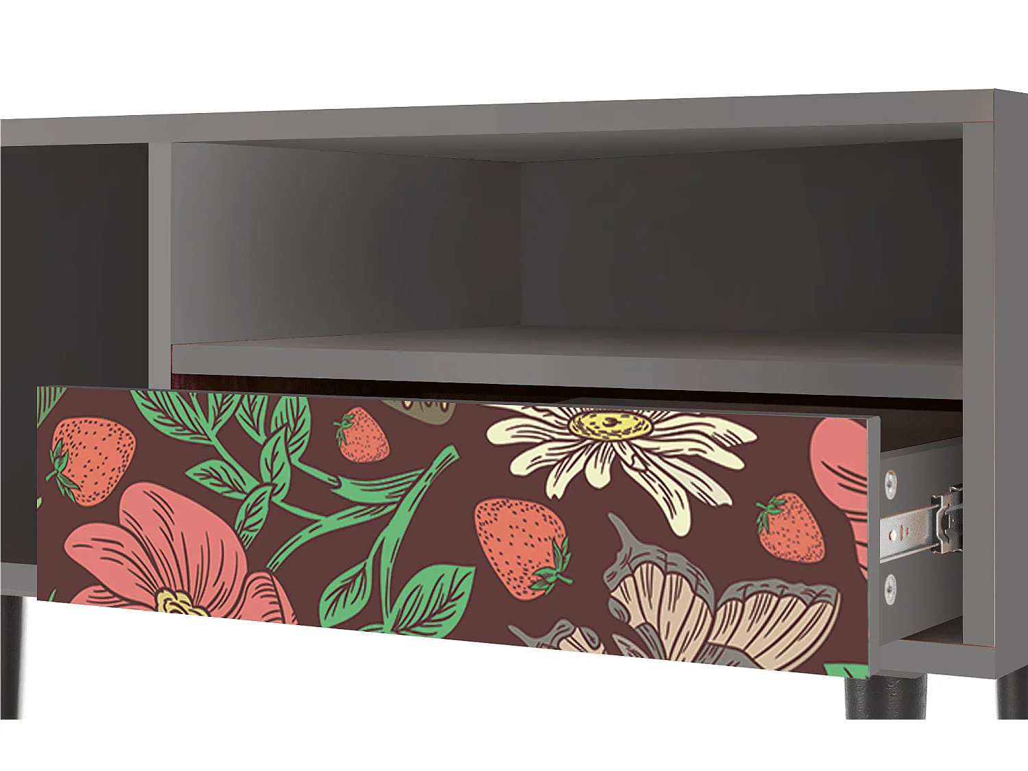 Meuble TV - 115х59х48 cm - T3 - Alice in Wonderland, Gris