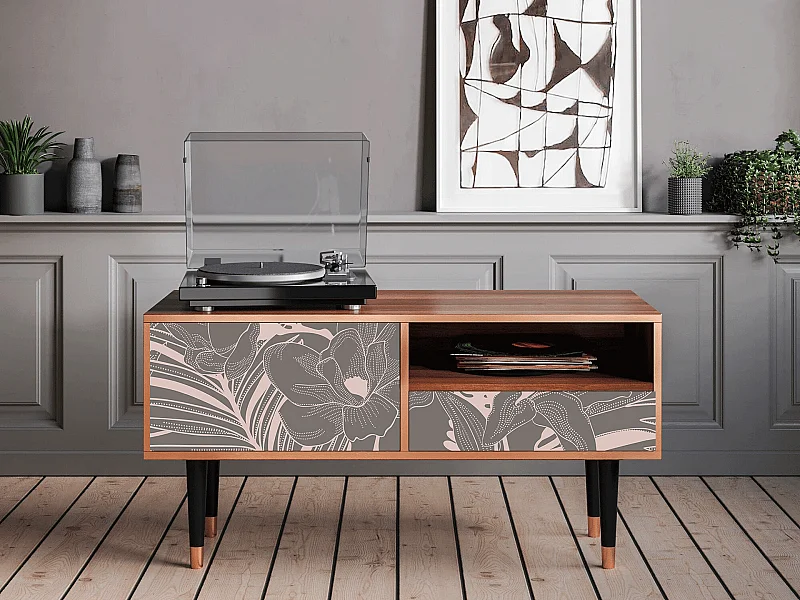 Meuble TV - 115х59х48 cm - T3 - Issabelline Flower, Noyer