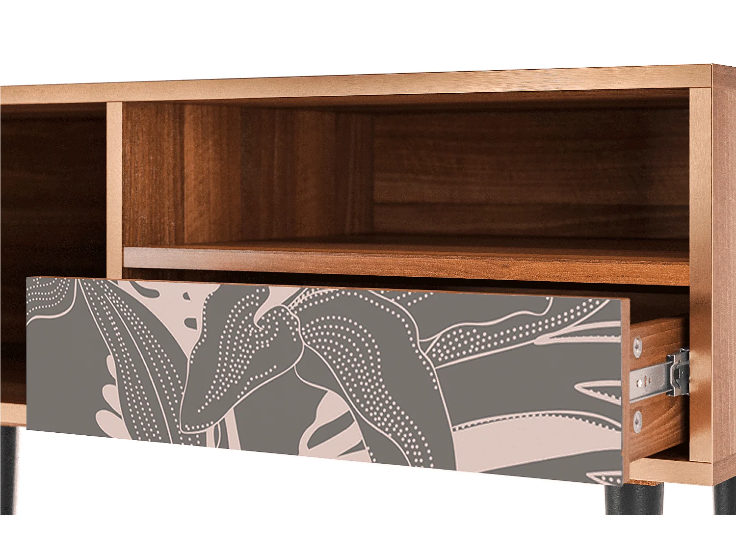 Meuble TV - 115х59х48 cm - T3 - Issabelline Flower, Noyer