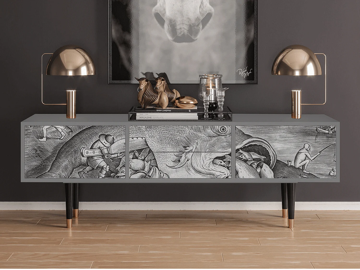 Meuble TV - 170х59х48 cm - T4 - Big Fish Eat Little, Gris