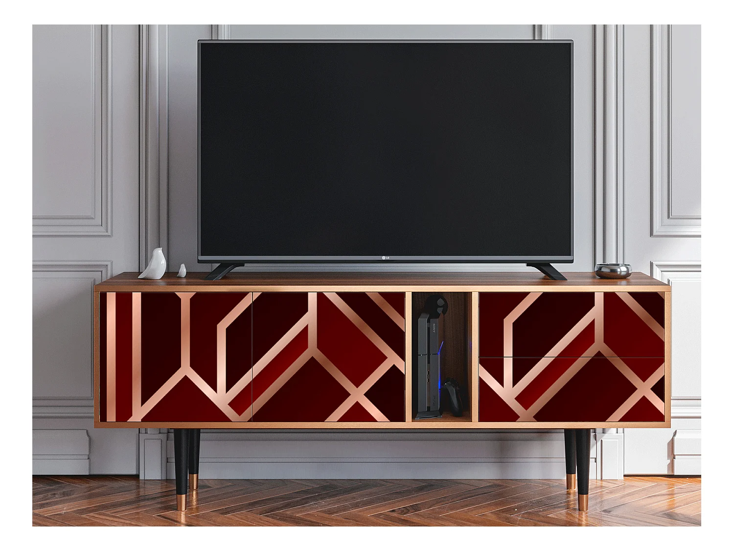 Mobile TV - 170х69х48 cm - T1 - Velvet 1920's, Noce