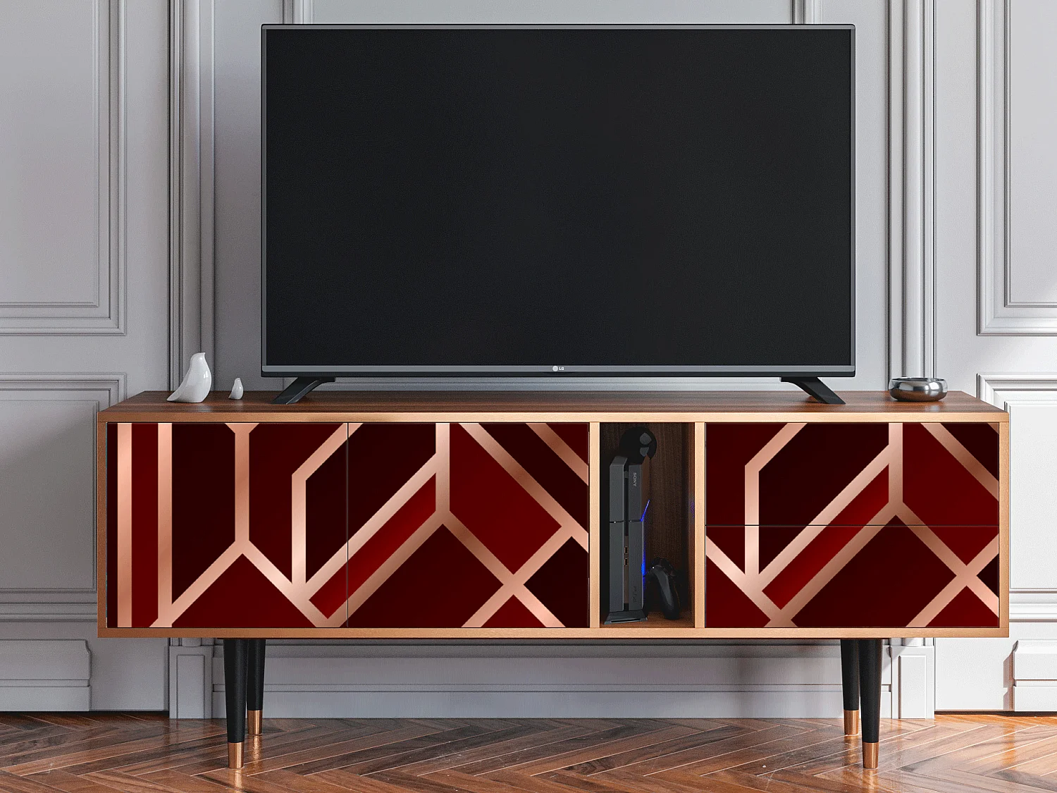 TV-Möbel - 170х69х48 cm - T1 - Velvet 1920's, Walnuss