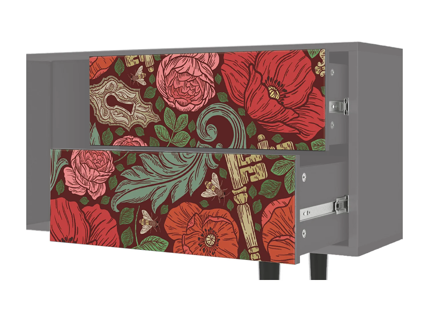 Mueble de TV - 170х69х48 cm - T1 - Poppy Garden, Cinza