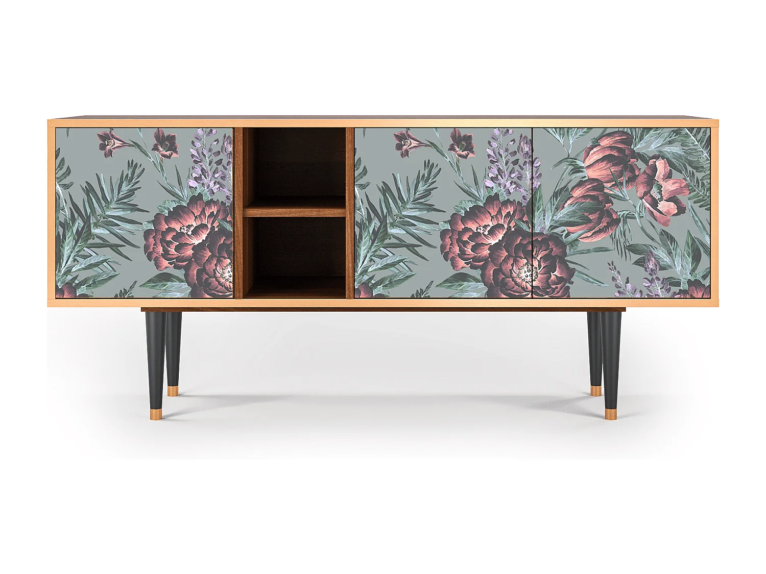 TV-Möbel - 150х69х41 cm - T5 - Light Peonies, Walnuss